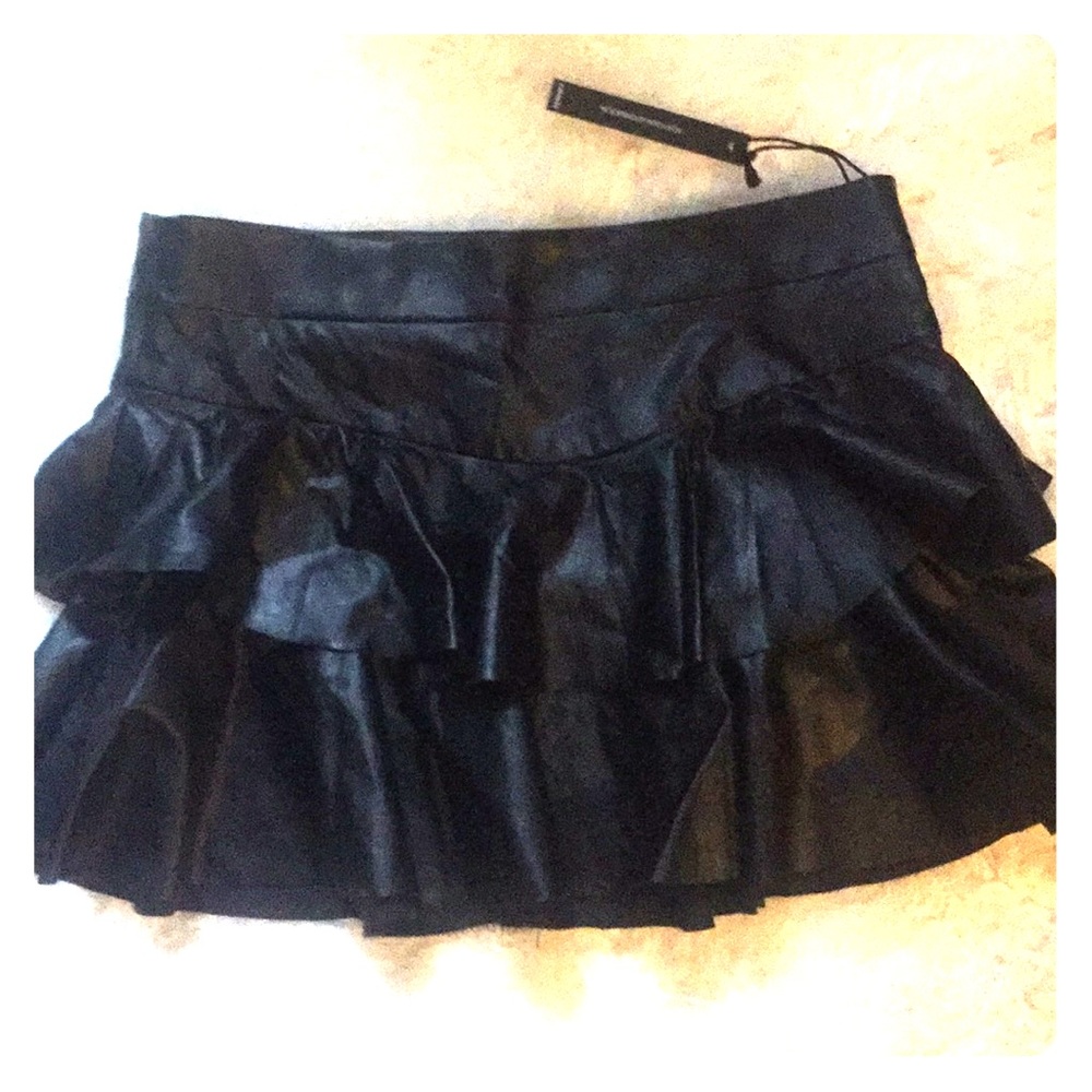 Express | Black Leather Tiered Skirt